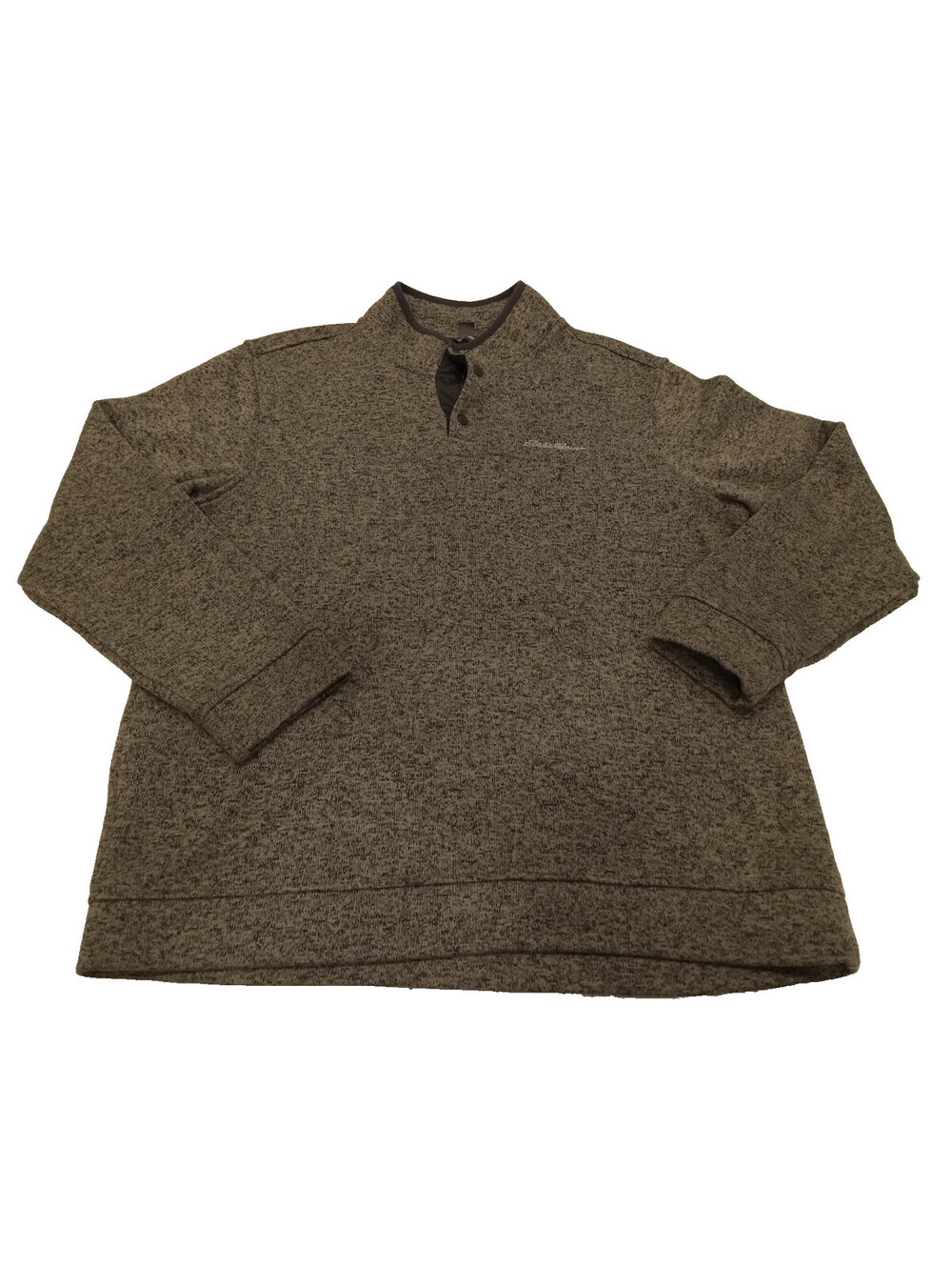 Eddie Bauer Radiator Fleece Pullover Mens XL Gray Heathered Snap Neck Sweatshirt